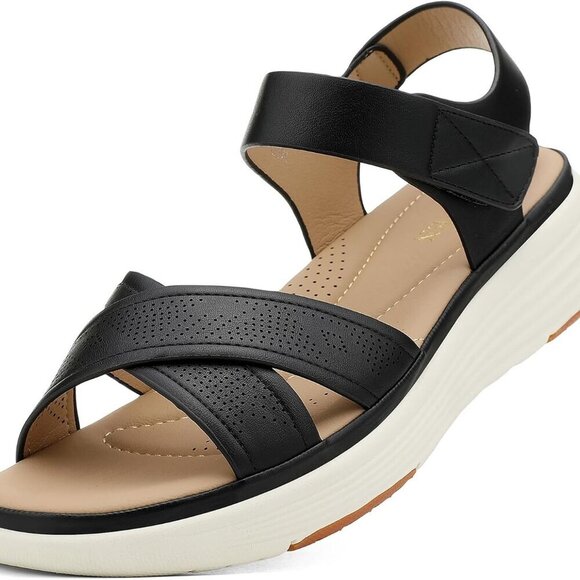 Womens Platform Sandals Lightweigh Comfortable Ankle Strap Casual Wedges